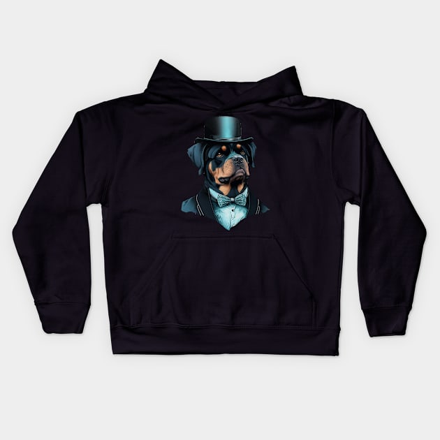 Rottweiler Funny Top Hat Kids Hoodie by K3rst